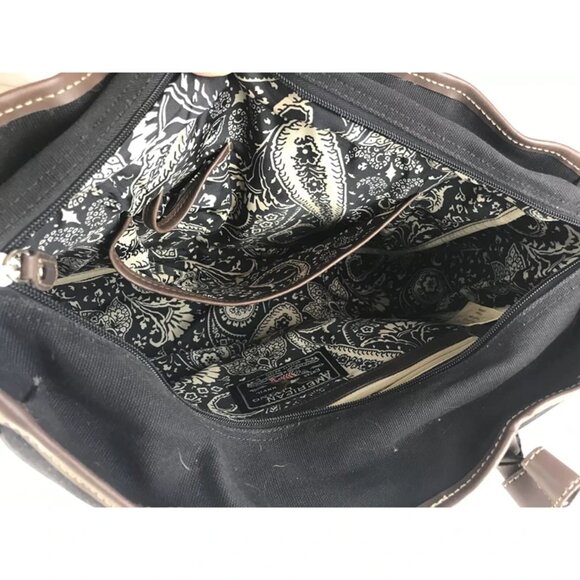 American Living Womens Black Brown Double Handles Inner Pockets Tote Bag‎ - Picture 8 of 10
